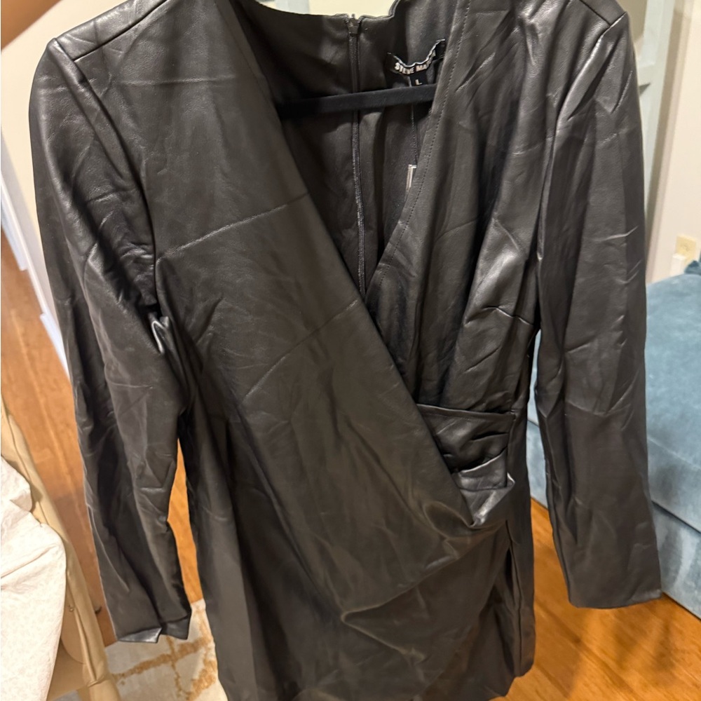 Steve Madden Black Leather Midi Dress